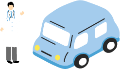 医師と車のイラスト